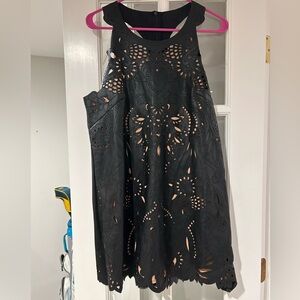 Anthropologie Black Cutout Mini Dress